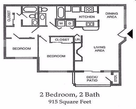 2 Bed / 1 Bath, 880 sq. ft. F306 floor plan